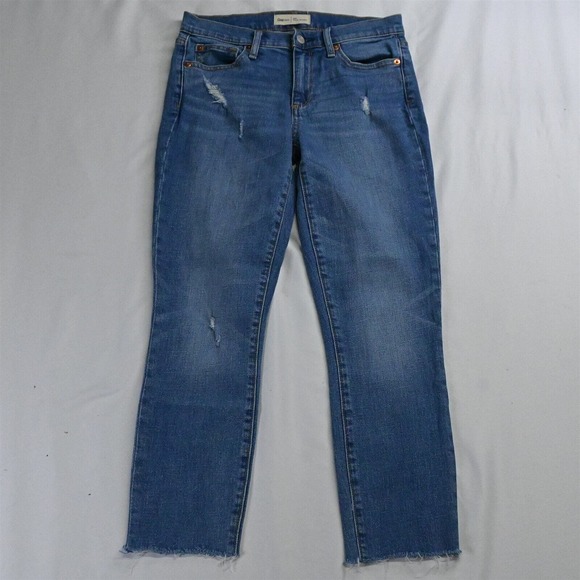 Gap 26 True Skinny‎ Raw Hem Light Distressed Stetch Denim Jeans - Picture 1 of 5